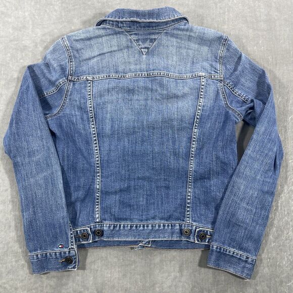 Tommy Hilfiger Womens Large Blue Button Down Denim Jean Jacket - Picture 8 of 8